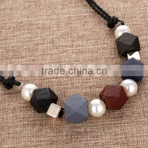 Zm35073a New Fashion Women Accessories Sweater Necklace Cheap Wooden Necklace thumbnail-2