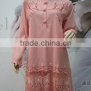 Malaysia Pink Cotton Print Lady Blouse thumbnail-1