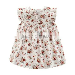 Summer Print Flower Cotton Short Sleeve Dress, Daily Wear Baby Girl Cute Dress thumbnail-1