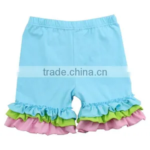 2017 Hot Sale Boutique Cotton Baby Clothes Girls Kids Solid Clolor Icing Shorts With Ruffle Shorts thumbnail-3