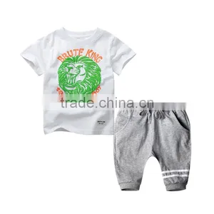 Wholesale Summer Cotton Printing Boys Kids Clothes Clothing Set thumbnail-3