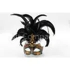 Masquerade Ball Venetian Masks Carnival In Black Hand Made For Women thumbnail-1