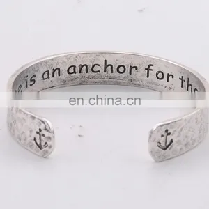 Hammered Vintage Hope is an Anchor for the Soul Cuff Bracelet thumbnail-1