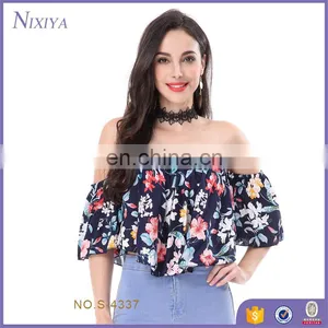 2018 Ladies Wholesale Printing Floral Sexy Hot Tops thumbnail-1