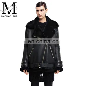 2016 Newest European Genuine Sheepskin Ladies Winter Coat Short Women Real Leather Coat thumbnail-6