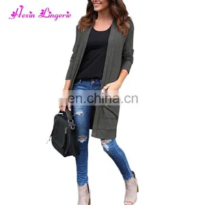 China Manufacturer Gray Blue Red Autumn Winter Long Sweater Cardigan for Women thumbnail-1
