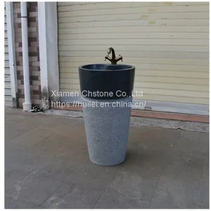 G654 Granite Pedestal Sinks,Grey Granite Wash Basins, Nature Stone Bathroom Sinks thumbnail-1