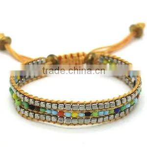 New Jewelry Colorful Seed Bead Plastic Beads Bracelet With Metal Beads Woven Bracelet thumbnail-1