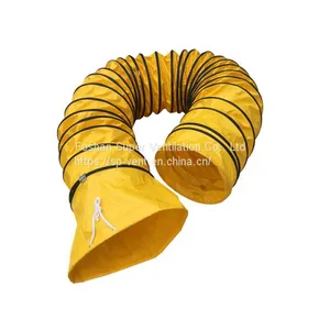 Yellow Flexible Air Ducting Tarpaulin Fabric Air Duct PVC Flexible Air Ducting Air Distribution Duct With Holes thumbnail-1