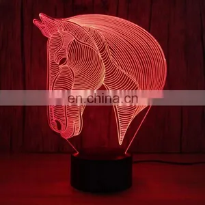 3D Illusion Horse Lamp Acrylic Led Night Light Table Desk Lamp for Bedroom thumbnail-2