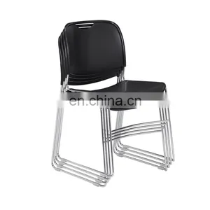 Black Ultra-Compact Plastic Stack Chair (4-Pack) Office Chair thumbnail-1