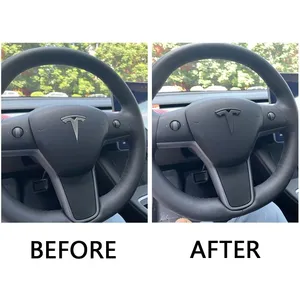 Logo for Tesla Model 3 Y Steering Wheel + Front and Rear Emblem Decoration thumbnail-3