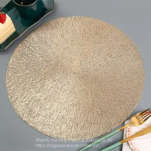 Wholesale Round Shape PVC Place Mats Vinyl Pressed Heat Resistant Table Mats Christmas Wedding Decoration thumbnail-1