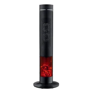 2500W Portable Ceramic Space Heater Realistic 3D Flame Fireplace PTC Tower Electric Heater for Home Living Room thumbnail-1