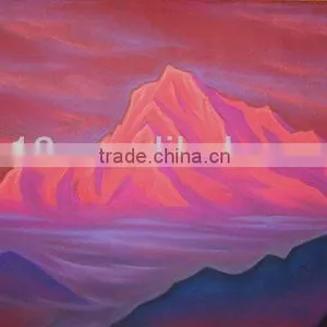The Distant Mountains Landscape Artwork Oil Painting on Canvas thumbnail-1