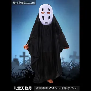 Wholesale Halloween New Cosplay Costume Horror Fright Ghost Smiley Face Black Eye Cloak Adult Stage Performance Cosplay Costume thumbnail-3