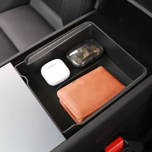 Premium ABS Armrest Organizer With Silicone Mat for 2024-2025 Tesla Model 3 Highland & Model Y Juniper, Anti-Slip Storage Box CW25029300 thumbnail-1