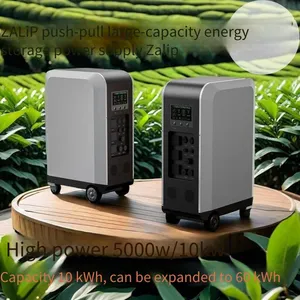 Zalip 220v Outdoor Backup Mobile Power Supply, 5000w Energy Storage Power Supply With a Capacity of 10kwh, Expandable to 60kwh, With Wheels for Push-and-pull Operation thumbnail-2