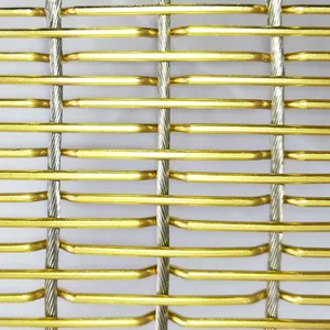 Decorative Woven Grilles Brass Strip Mesh Panels Decorative Wire Mesh for Cabinet Doors thumbnail-1