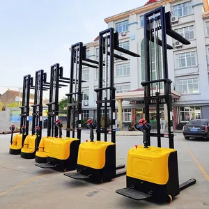 2T 3.5m Electric Stacking Truck New Steel Pallet Stacker With Adjustable Lifting Forks Walking Stand-On Type for Hotels thumbnail-1