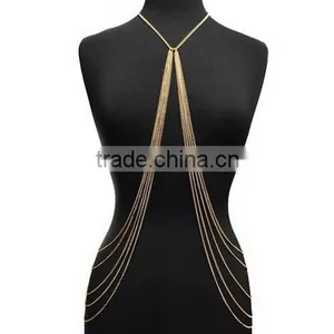 Goldtone Adjustable Length Full Body Chain With Ten Hanging Links thumbnail-1