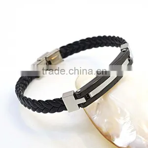 Best Selling Products Stainless Steel Clasp Bio Magnetic Bracelet Man Leather Bracelets thumbnail-2