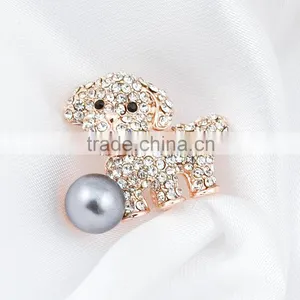 2015 Special Design Fashion Rhinestone Dog Brooches With Pearl Cute Brooch thumbnail-2