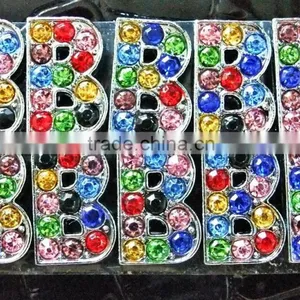 Wholesale Zinc Alloy 10mm Mixed Color Colorful Rhinestones Slide Letters thumbnail-1