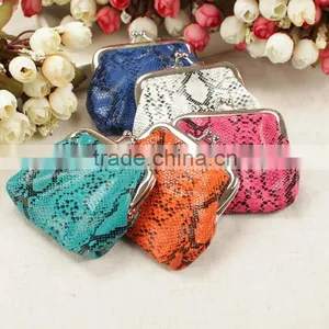 Snake Skin Printed Leather Clasp Purse Coin Wallet thumbnail-1