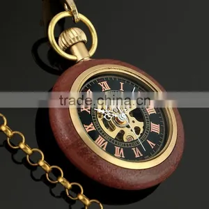 WP122 Golden Color Pocket Watch Antique Style Vintage Mechanical Movement Watches thumbnail-1