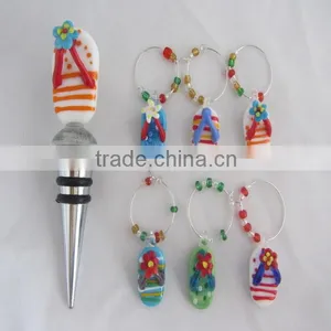 2014 New Wine Charm,wine Charms Bulk Charms Wholesale,stripes Striped Slippers Novelty Wine Bottle Stopper,exquisite Bottle Cap thumbnail-1