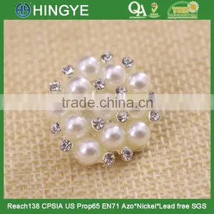 Hot Selling White Pearl Flower Rhinestone Button 15772 thumbnail-1