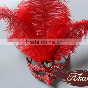 Event Products Red Artificial Ostrich Feather Decorations Party Dance Mask thumbnail-1