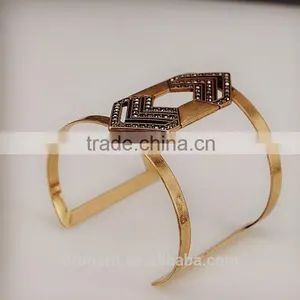 Retro Punk Style Cuff Bangles Gold Plated Geometry Hollow Bracelet Charm Jewelry thumbnail-3