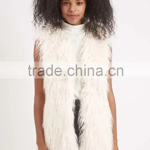 LFFV0010 Classic Faux White Mink Fur Short Ladies Vest thumbnail-2