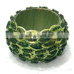 Green Crystal Napkin Ring, Beaded Napkin Ring, Crystal Napkin Ring thumbnail-1