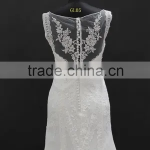 Beading Lace Trim Small A-line Wedding Dress With Two Straps thumbnail-6