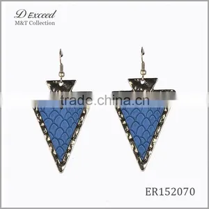 Wholesale Jewelry Fashion Designs Ladies/Women's Punk Style Snake Pattern Leather Triangle Earrings Dangle Earrings thumbnail-3