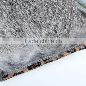 Cool Leopard Design Suede Leather Mittens Rabbit Fur Coverd Wrist Ladies Fashion thumbnail-3