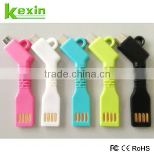 High Quality Micro USB Cable 2 in 1 USB Data Cable for Mobile Phones, 7CM Short USB Charger With Keyring thumbnail-4