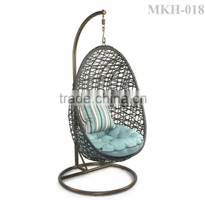 Swing Chair - Poly Rattan Hanging Chair Furniture (Steel Frame W/t Power Coated, Hand Woven by Wicker, Waterproof Fabric) thumbnail-1