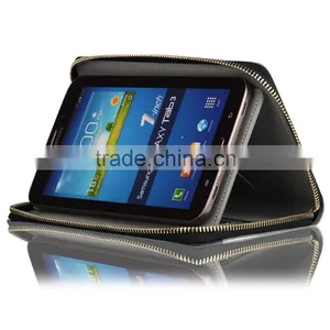 C&T Genuine Leather Wallet Card Cover Tablet Zipper Bag Case for Samsung Galaxy Tab 3 P3200/P3210 7 Inch thumbnail-5