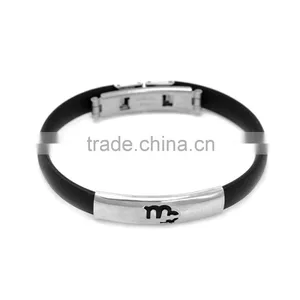 Wholesale New Arrival Stainless Steel Black Silicone Bangles With Clasp thumbnail-2