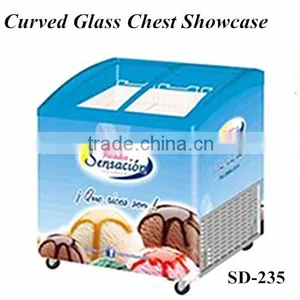 High Quality Commercial Freezer Ice Cream Display Freezer Curved Double Door Freezer for Supermarket thumbnail-3