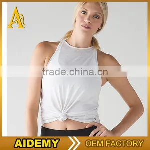 China Supplier Low Cut Custom Yoga Tops Loose Sexy Cotton Tank Top thumbnail-3