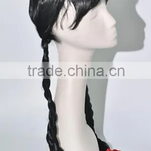Long Black Wig With Two Braid N332 thumbnail-2