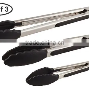 Kitchen Tools OEM Label Silicone Handle Stainless Steel 304 BBQ Tong thumbnail-3