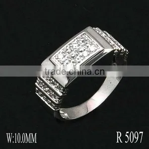 Fashion Rhodium White Zircon Men's Jewelry Ring thumbnail-1