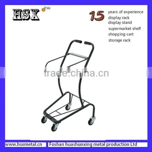 Powder Coat Supermarket Shopping Trolley Cart With 2 Baskets HSX-S487 thumbnail-2