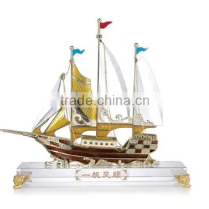 RORO Home Decoration Crystal Glass Craft Sailing Ships Household Decor thumbnail-1